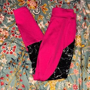 POP Fit Pink and Black Marble Leggings